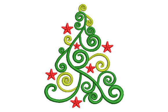 Árbol De Navidad Con Estrella Embroidery Design