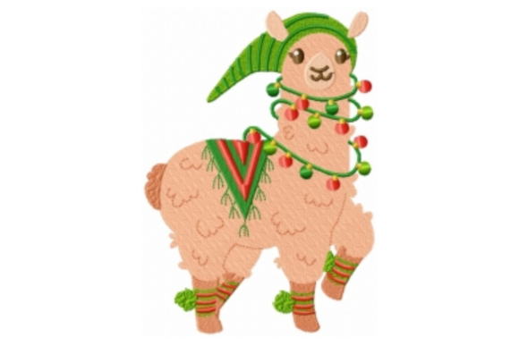 Charming Christmas Llama with Hat Design
