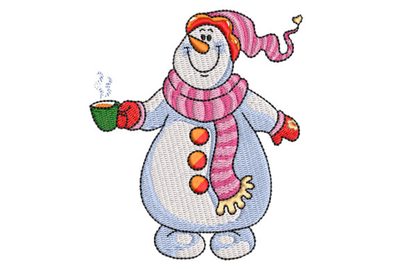 Charming Snowman with Hot Chocolate Embroidery