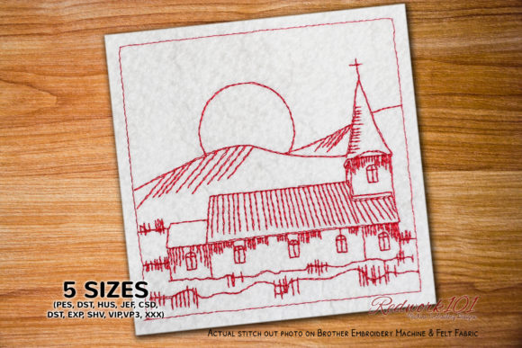 Christmas Church Snow Lineart for Apparel