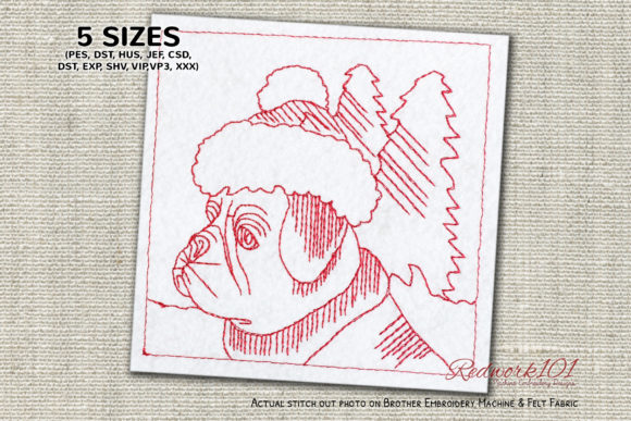 Christmas Dutch Dog Redwork: A Festive Embroidery Delight