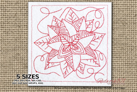 Christmas Flower Lineart Design: A Festive Embroidery Gem