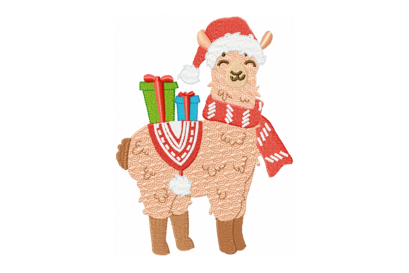 Christmas Llama with Presents: A Festive Embroidery Gem