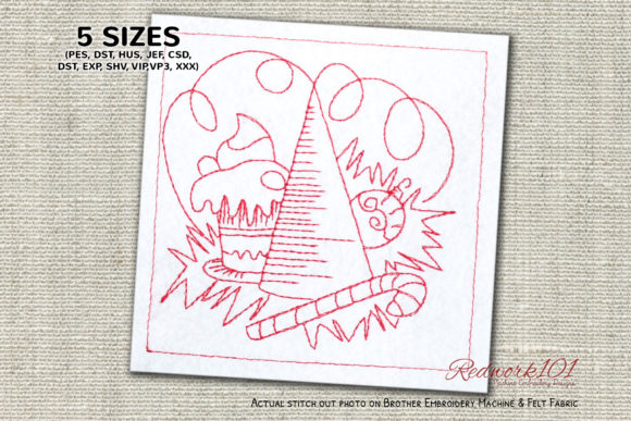 Christmas Party Redwork: A Festive Embroidery Design