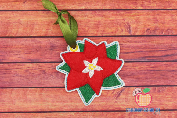 Christmas Poinsettias Ornament: A Festive Embroidery Design
