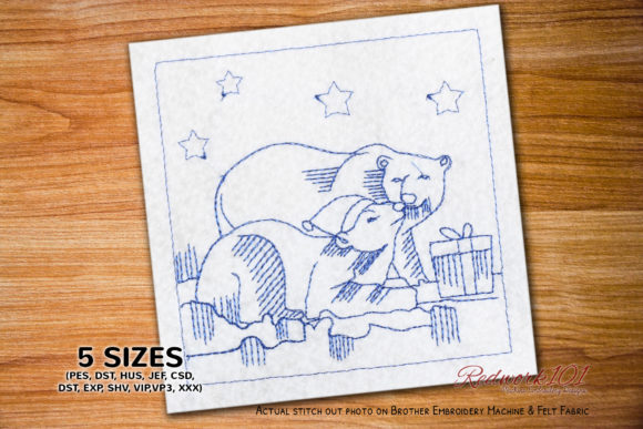 Christmas Polar Bear Redwork: A Charming Embroidery Design