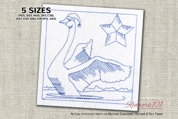 Christmas Swan Redwork Design: A Festive Embroidery Gem