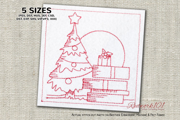 Christmas Tree with Gifts Redwork: A Festive Embroidery Review