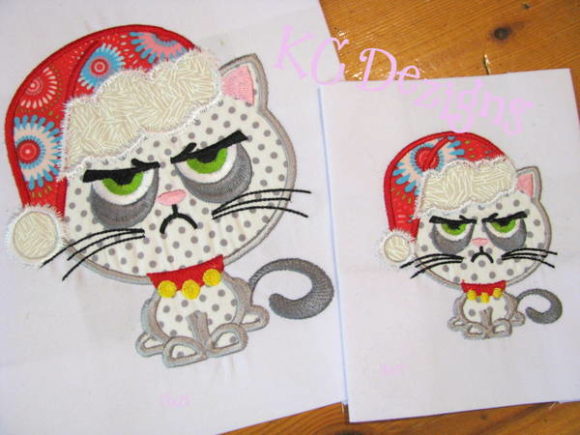 Grumpy Christmas Cat: A Festive Embroidery Gem